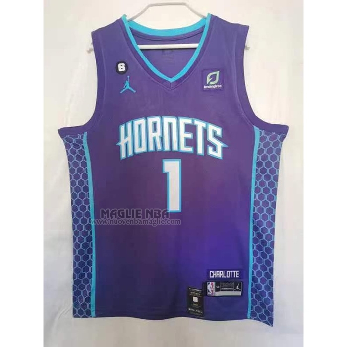 Maglia
 LaMelo Ball NO 1 Charlotte Hornets Statement 2022-23 Viola
